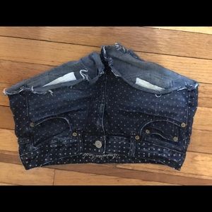 Polka dot jean shorts